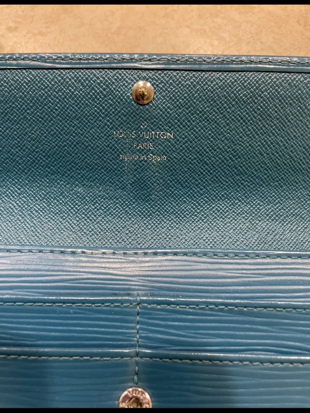 Louis Vuitton Epi Sarah Wallet Toledo Blue Long Wallet